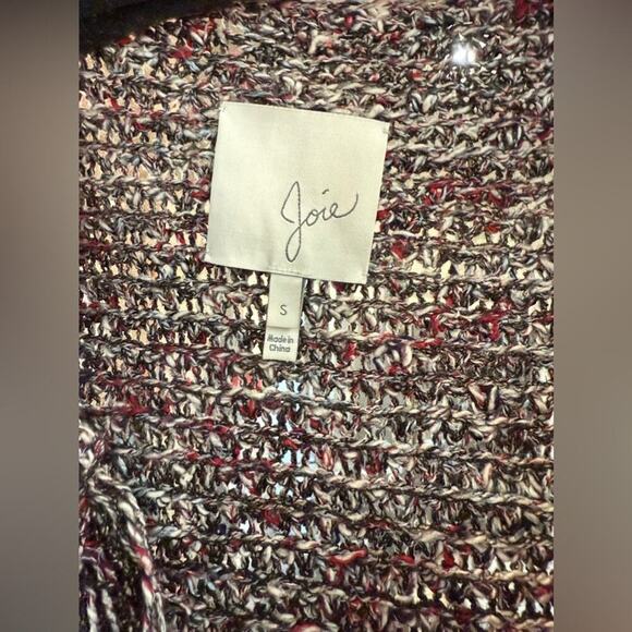 Joie Fringed Boho Open Front Chunky Cardigan Sweater S - Picture 3 of 4